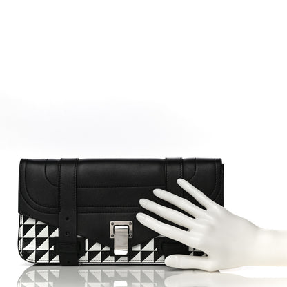 Proenza Schouler Triangle Print Calfskin PS1 Pochette Clutch Black White 2 of 11