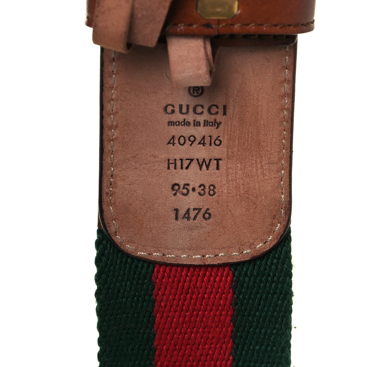 Nylon Calfskin Double G Web 40mm Belt 95 38 Green Red Cuir