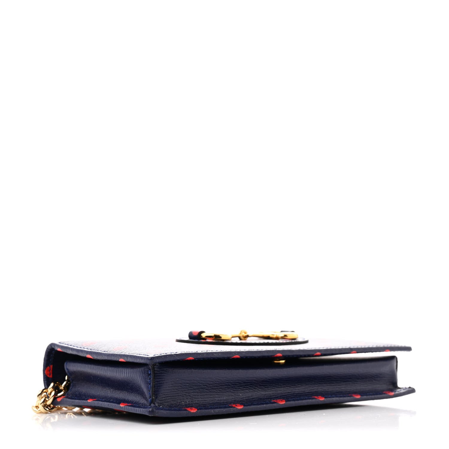 Gucci Shangai Calfskin Polka Dot Horsebit 1955 Wallet On Chain Blue Orange Sailor Blue 4 of 10