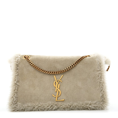 Saint Laurent Shearling Calfskin Medium Reversible Monogram Kate Satchel Grey 1 of 12
