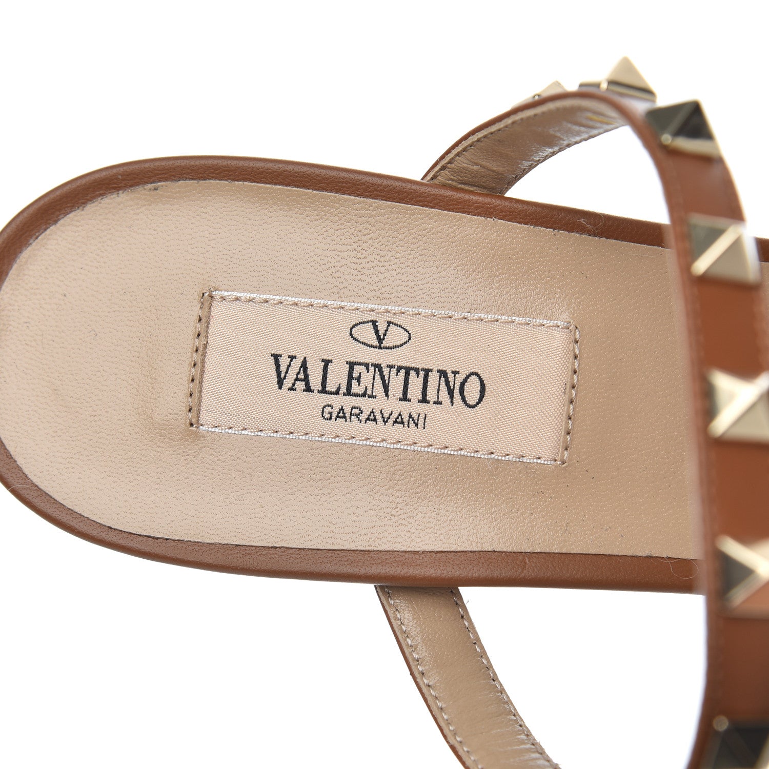 Valentino Garavani Calfskin Rockstud 60mm Caged Slide Sandals 41.5 Tobacco 6 of 9