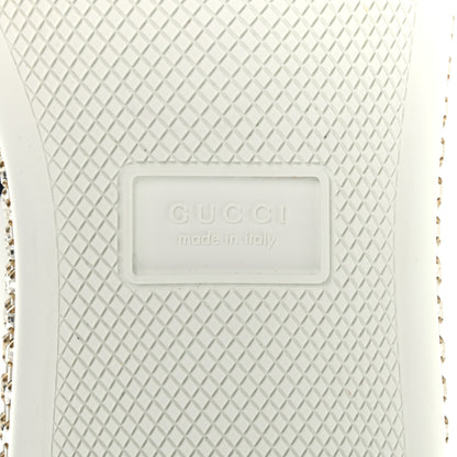 Gucci Calfskin Crystal Web Bee Embroidered Womens Ace Platform Sneakers 37 White 6 of 8