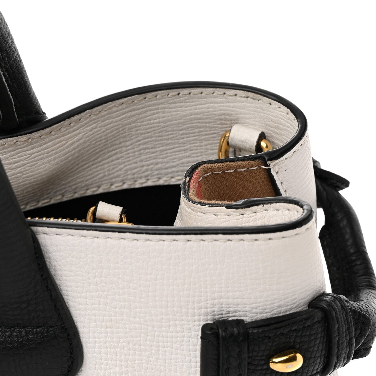 Burberry Derby Calfskin House Check Medium Bi-Color Banner Tote Natural Black 12 of 15