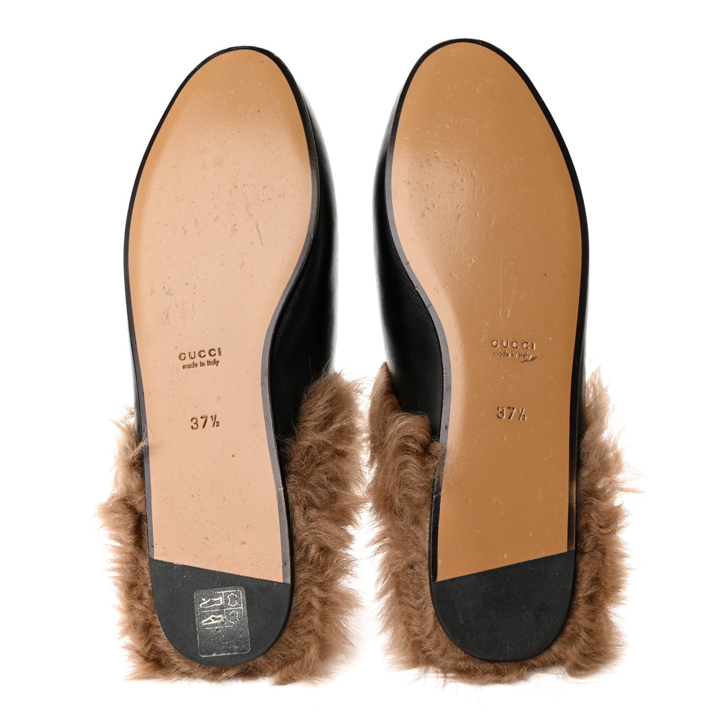 Calfskin Fur Womens Princetown Slippers 37.5 Black