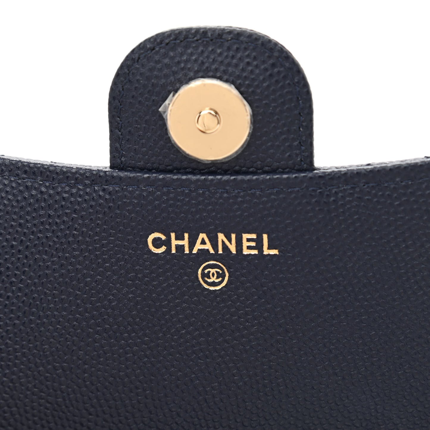 Caviar Quilted Flap Phone Holder With Chain Navy