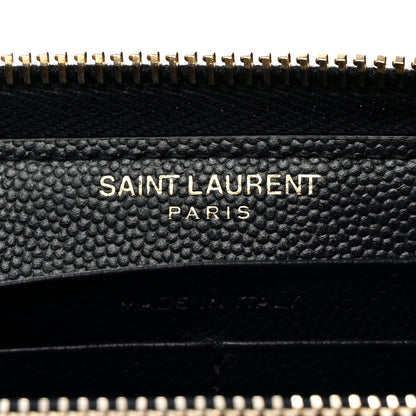Saint Laurent Grain De Poudre Matelasse Chevron Monogram Zip Around Wallet Navy 6 of 10