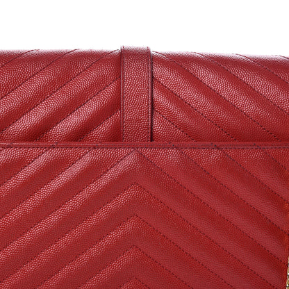 Saint Laurent Grain De Poudre Matelasse Chevron Large Monogram Satchel Lipstick Red 16 of 24
