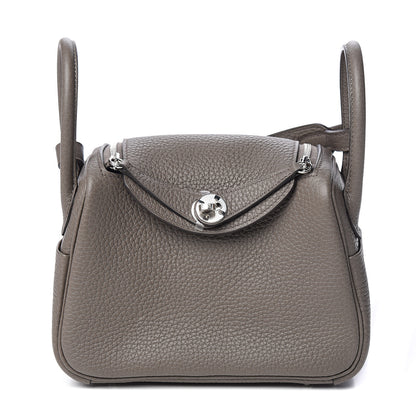 Hermes Taurillon Clemence Mini Lindy 20 Etain 1 of 9