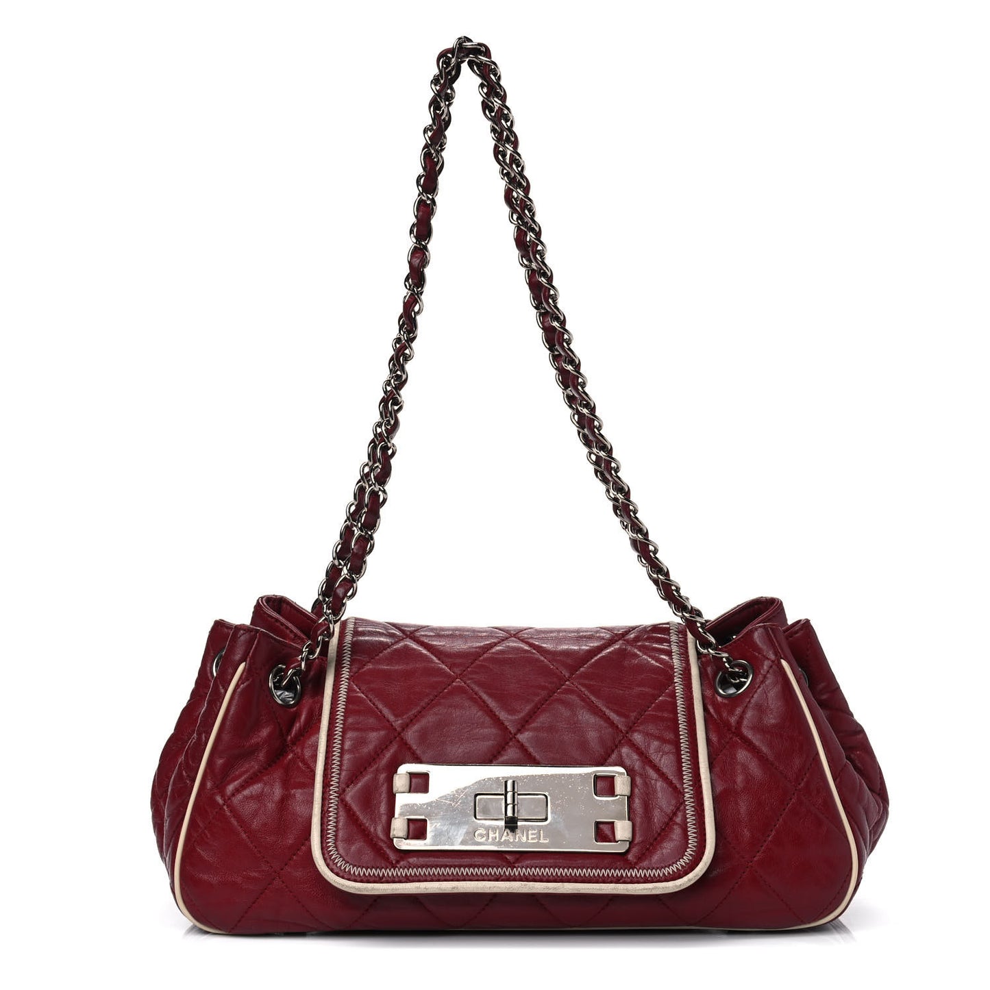 Lambskin Quilted East West Accordion Flap Light Bordeaux