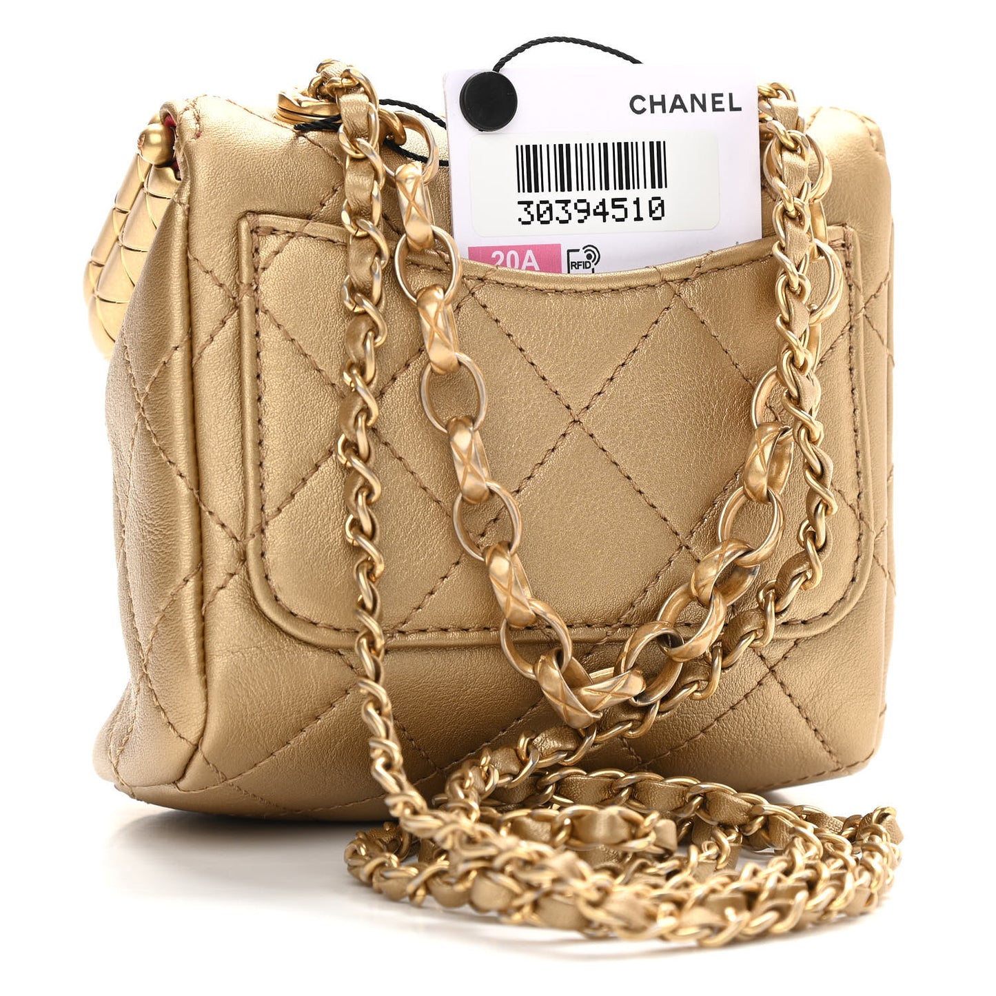 Metallic Lambskin Quilted Small My Crush Bag Gold