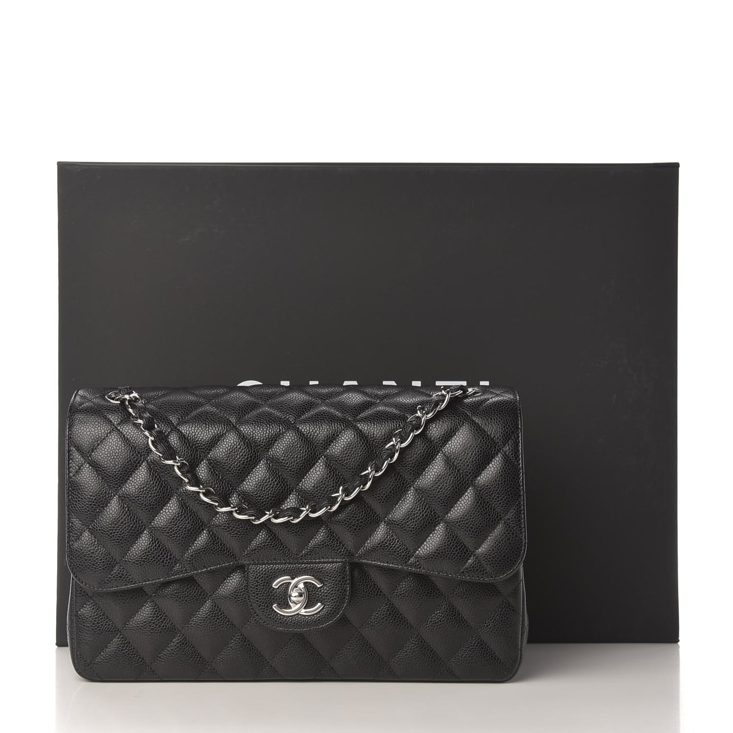 Caviar Quilted Jumbo Double Flap Black