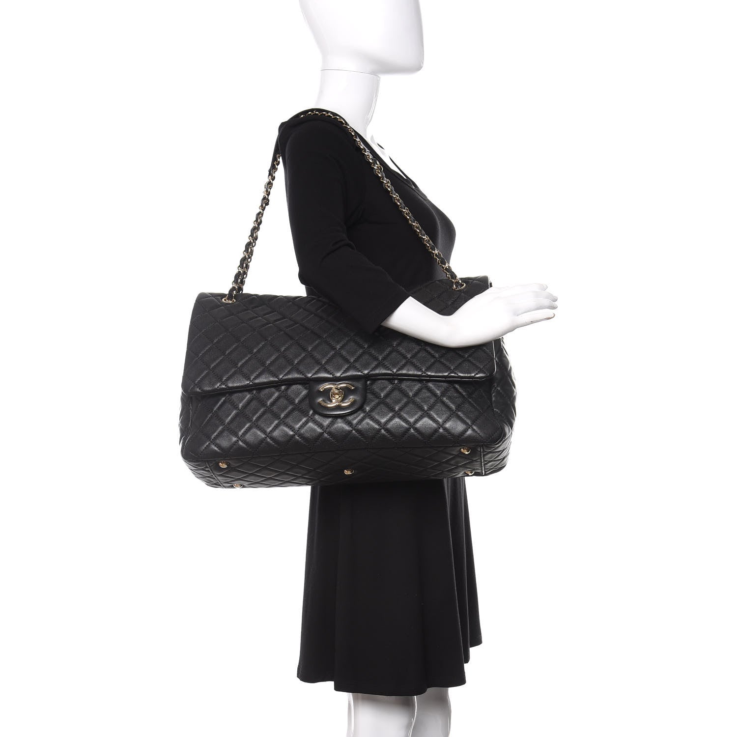Chanel Calfskin Quilted XXL Travel Flap Bag Black 2 of 11