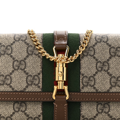 Gucci GG Supreme Monogram Azalea Calfskin Web Jackie 1961 Chain Wallet Beige Ebony Brown Sugar 8 of 10