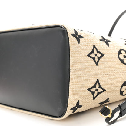 Louis Vuitton Cotton Monogram Embroidered Neverfull MM Beige Black 10 of 10