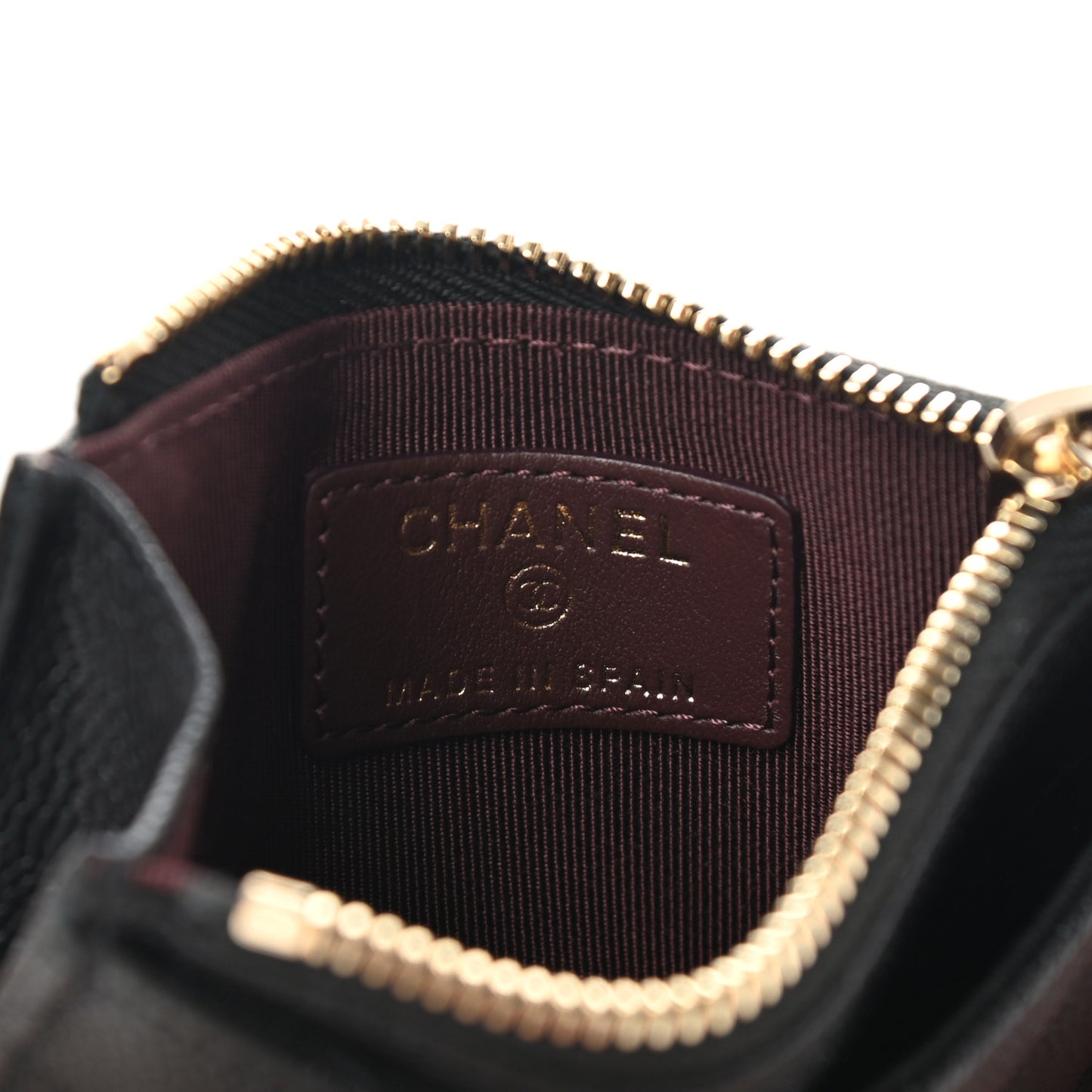 Caviar Quilted CC Zip Card Holder Black