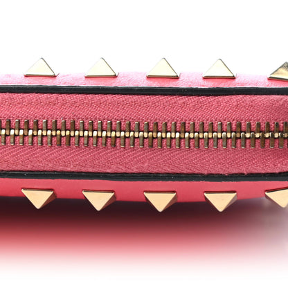 Valentino Garavani Calfskin Rockstud Zip Around Wallet Deep Rose 11 of 12