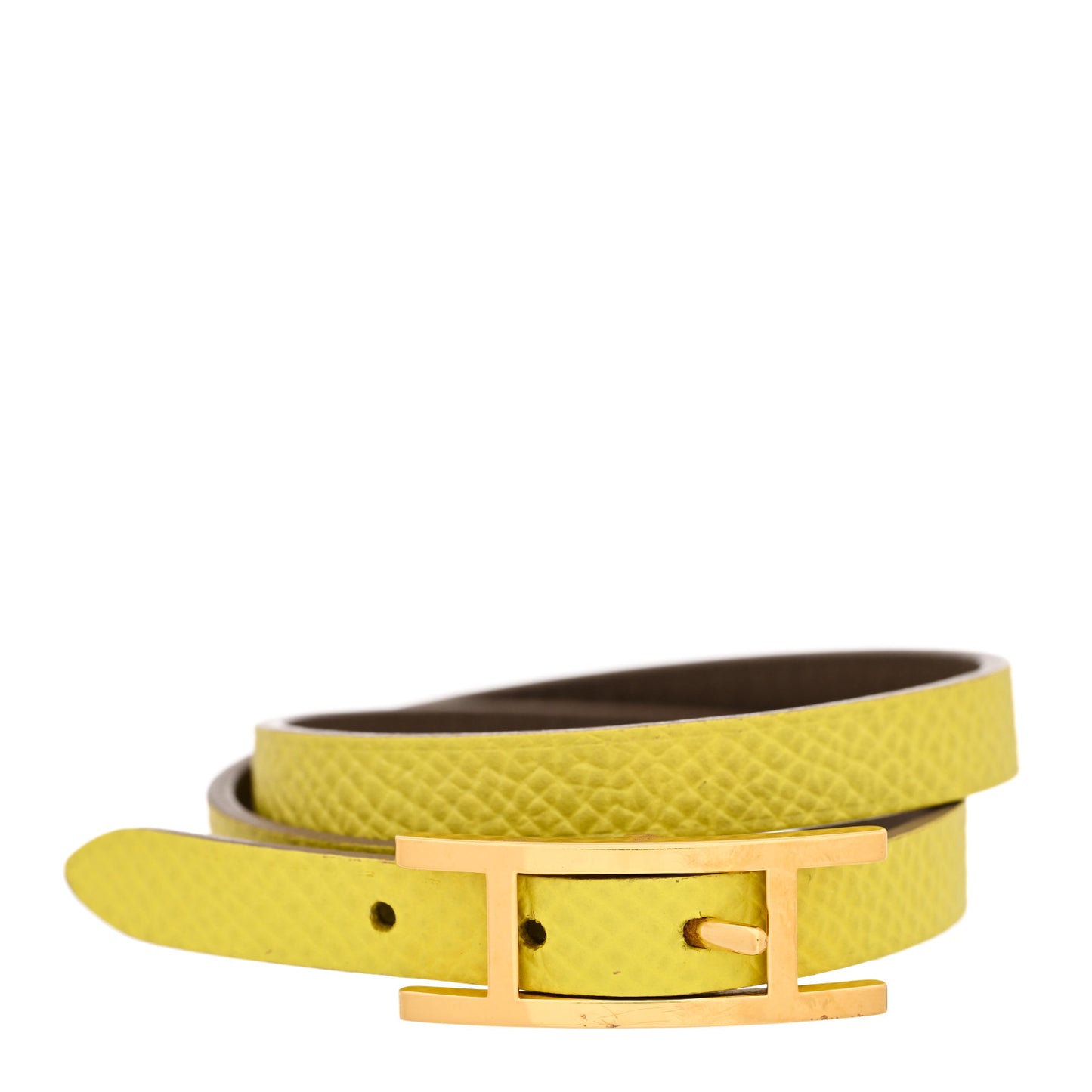 Epsom Swift Behapi Double Tour Bracelet XS Lime Etoupe