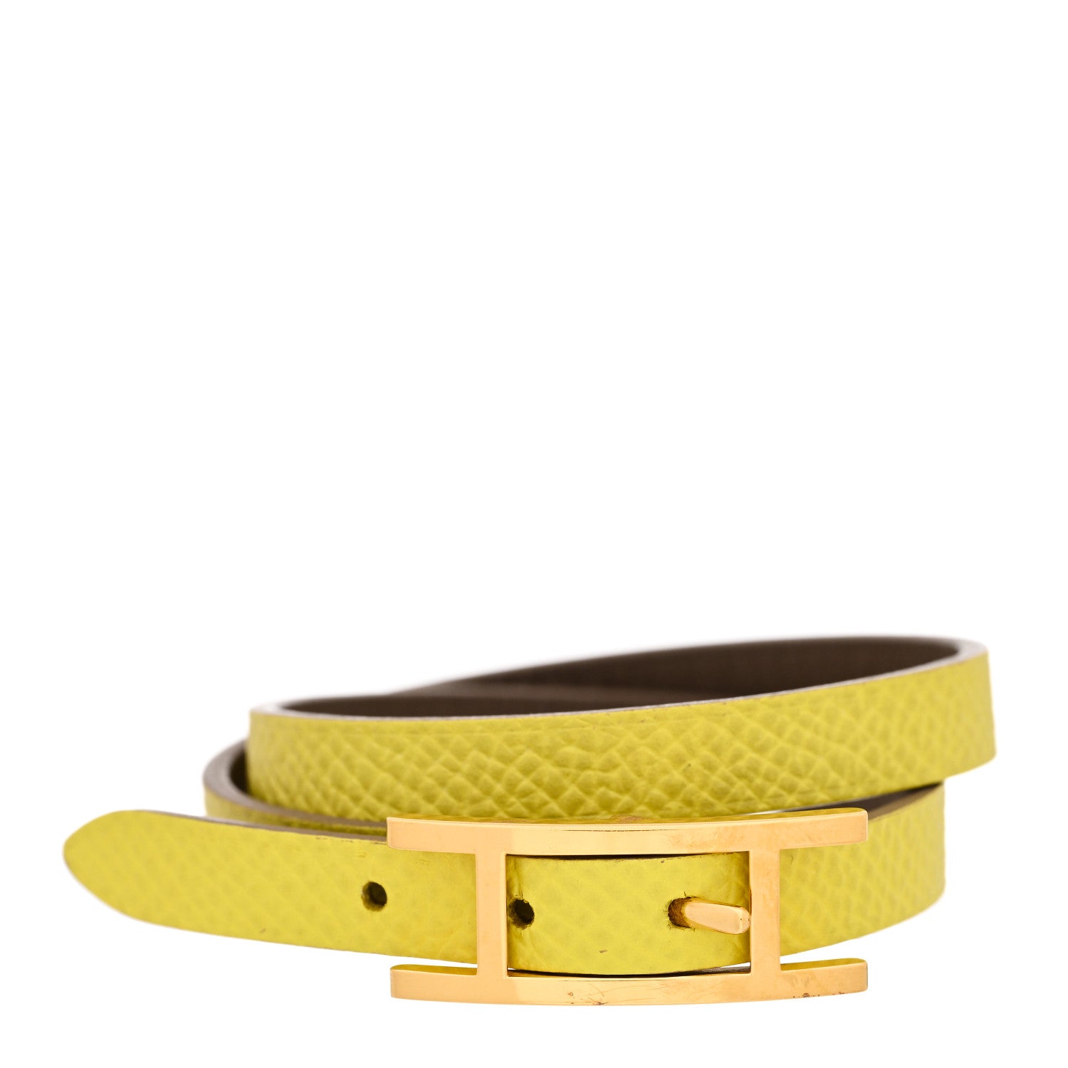 Hermes Epsom Swift Behapi Double Tour Bracelet XS Lime Etoupe 1 of 6