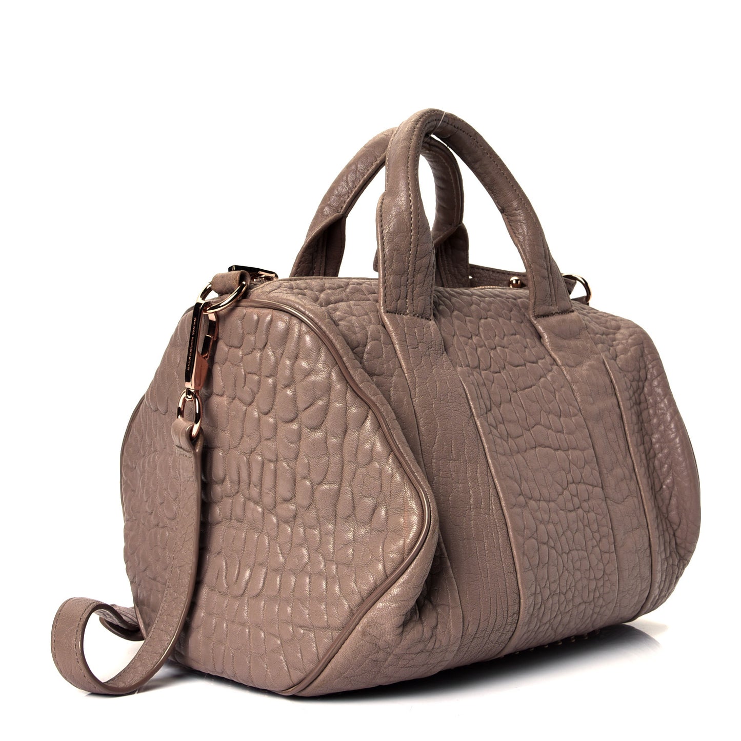 Pebbled Lambskin Rocco Latte Rose Gold Hardware