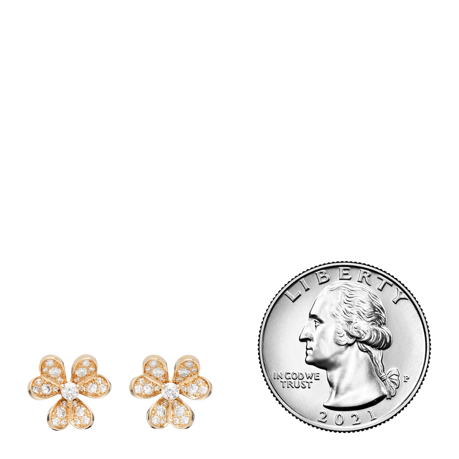 Van Cleef & Arpels 18K Yellow Gold Diamond Mini Frivole Pave Earrings 2 of 5