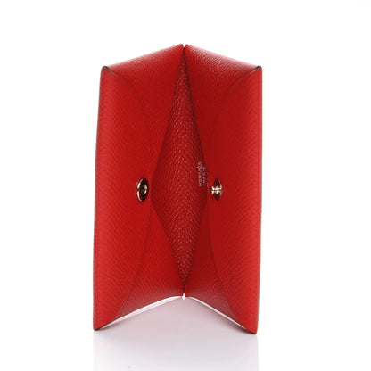 Hermes Epsom Calvi Card Case Rouge Casaque 5 of 9