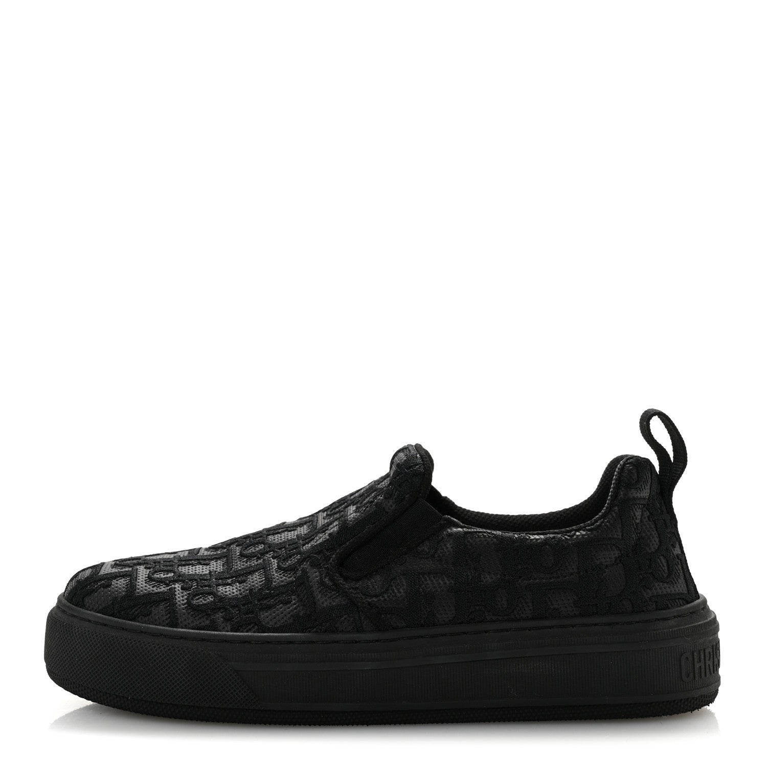 Christian Dior Shiny Technical Fabric Oblique Embroidered Womens Solar Slip On Sneakers 37.5 Black 1 of 9