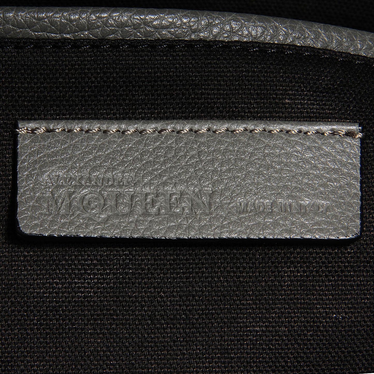 Pebbled Calfskin Skull Padlock Zip Around Tote Grey