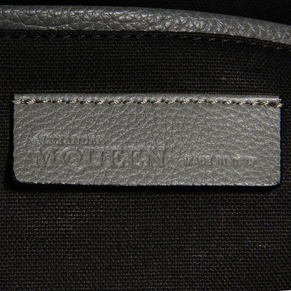 Alexander McQueen Pebbled Calfskin Skull Padlock Zip Around Tote Grey 8 of 9