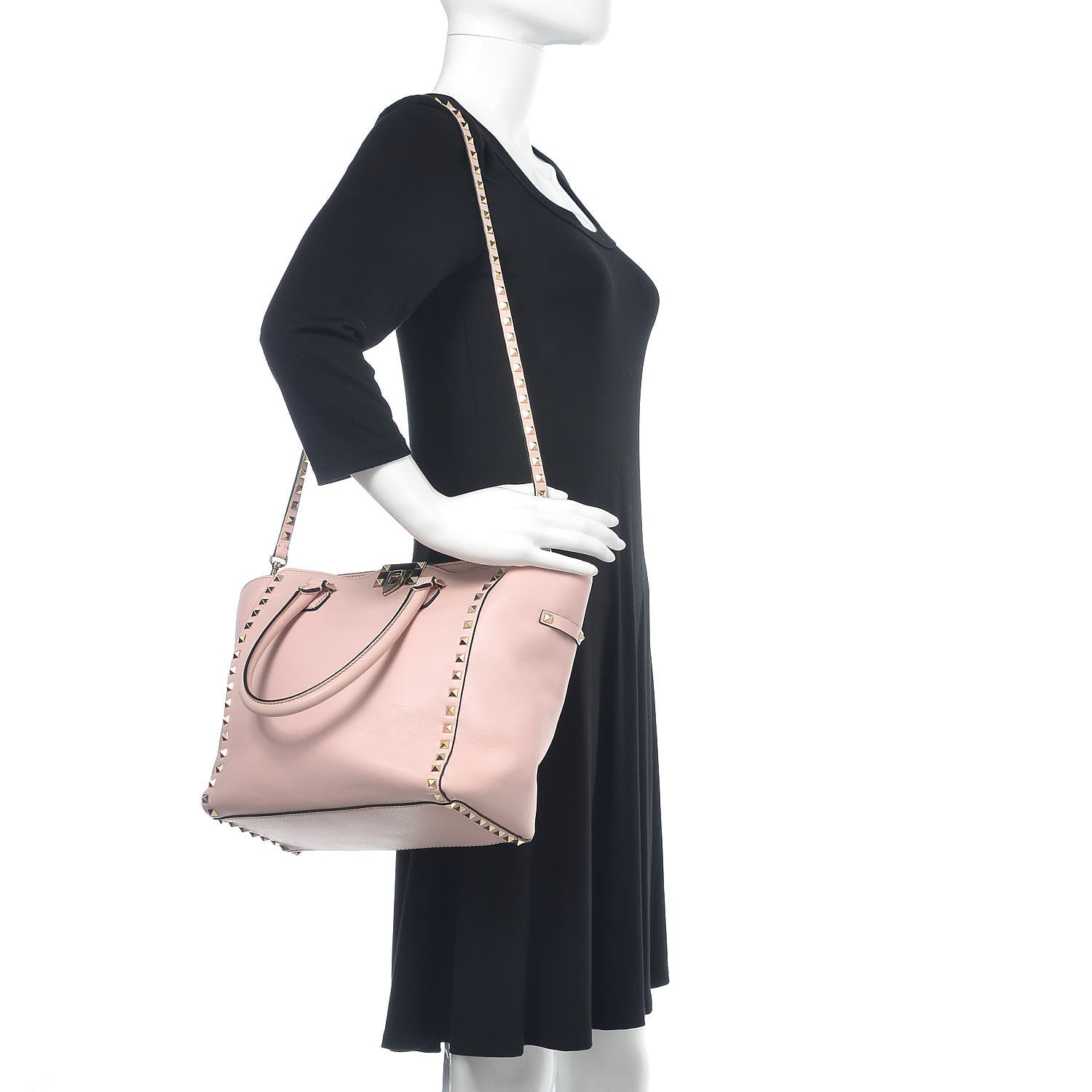 Valentino Garavani Vitello Rockstud Double Handle Tote Poudre 2 of 11