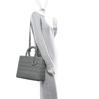 Christian Dior Ultra Matte Calfskin Cannage Large Lady Dior Grey Stone 2 of 10