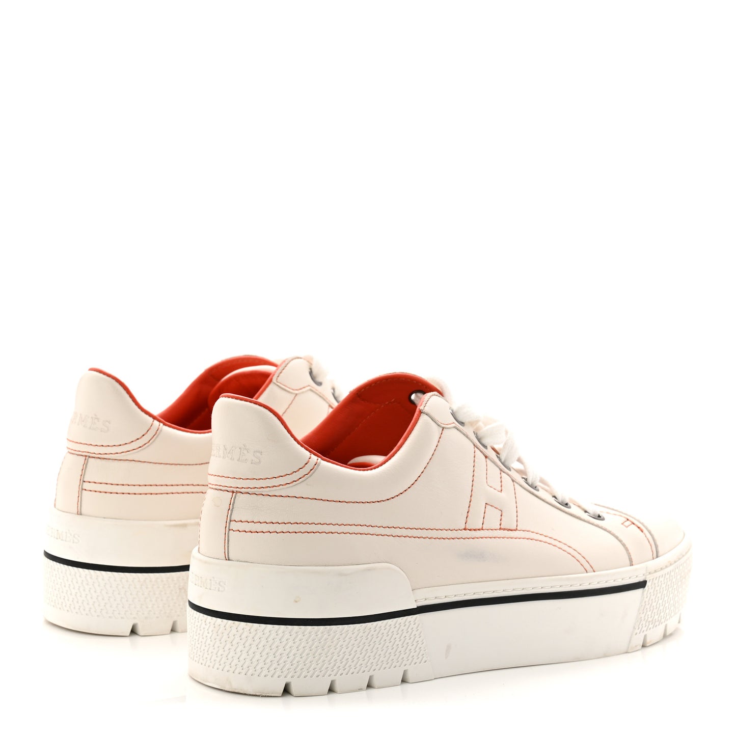Calfskin Womens Voltage Sneakers 38 White Orange