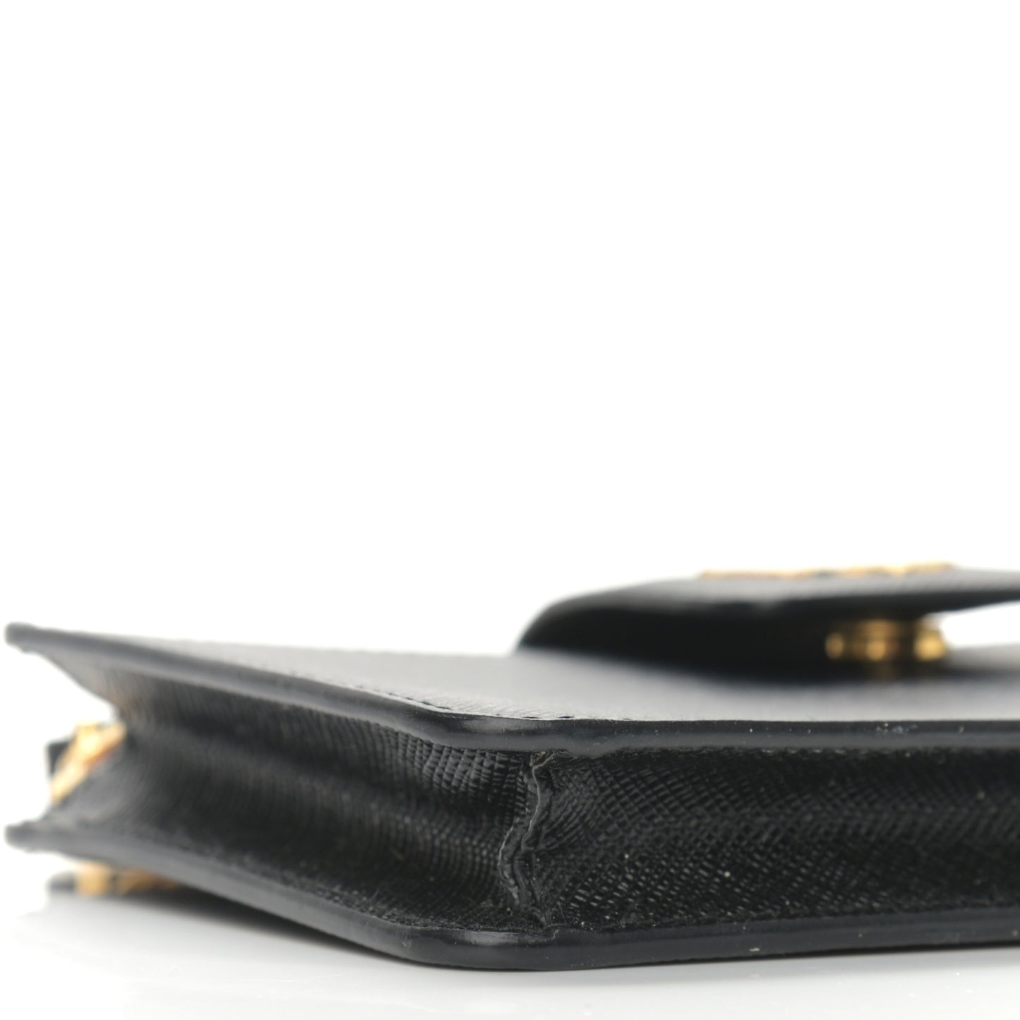 Saffiano Metal Phone Wristlet Crossbody Wallet Black