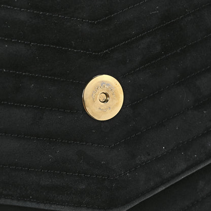 Saint Laurent Suede Matelasse Chevron Monogram Medium Sulpice Black 9 of 14