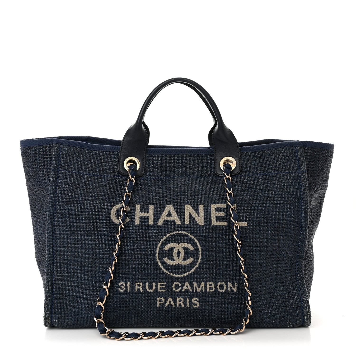 Chanel Woven Straw Large Deauville Tote Blue 1 of 14