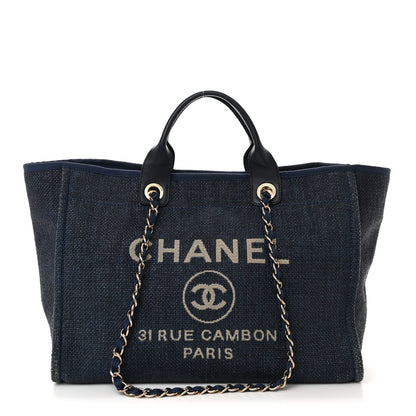 Chanel Woven Straw Large Deauville Tote Blue 1 of 14