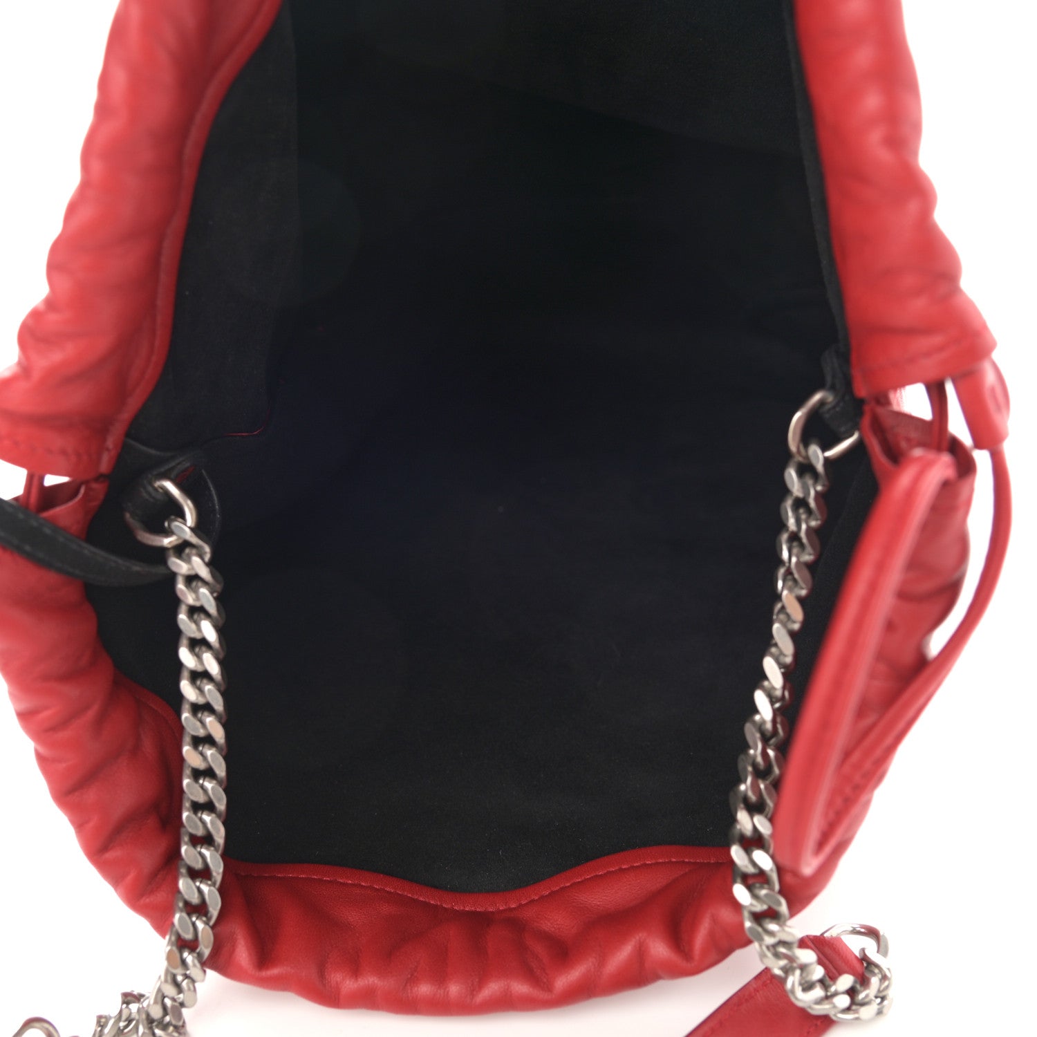 Saint Laurent Lambskin Teddy Drawstring Bag Eros Red 6 of 12