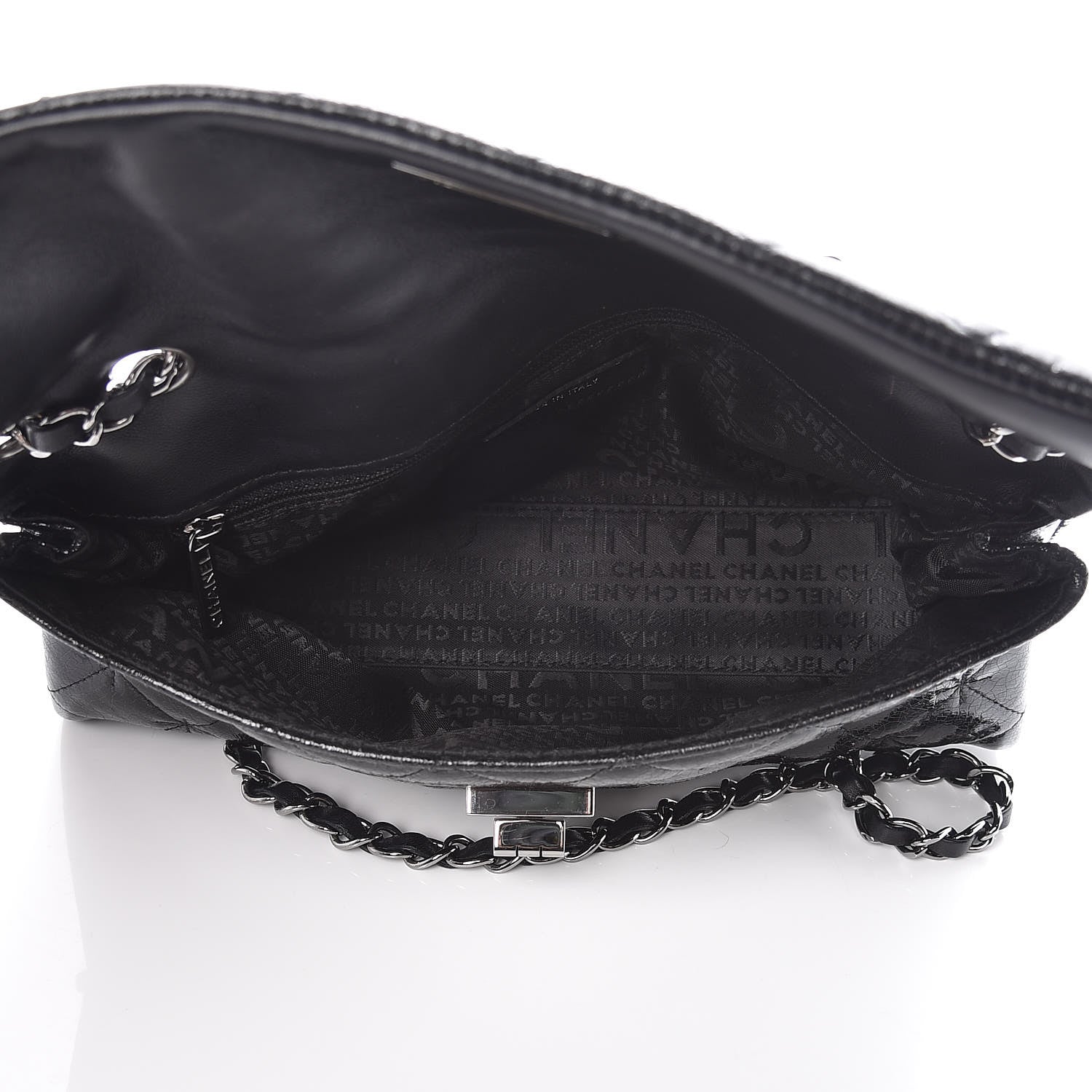 Chanel Glazed Crackled Calfskin Quilted Mademoiselle Flap Black 5 of 13