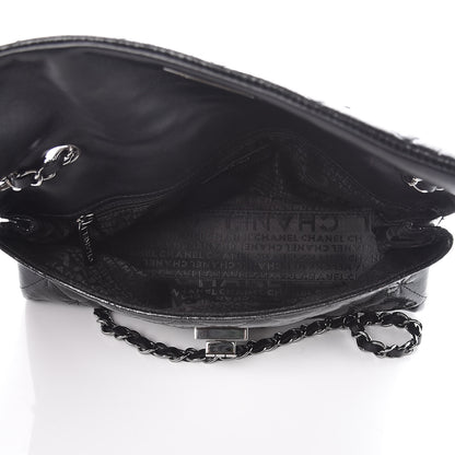 Chanel Glazed Crackled Calfskin Quilted Mademoiselle Flap Black 5 of 13