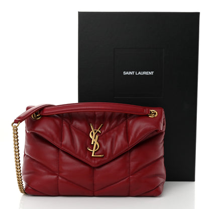 Saint Laurent Lambskin Quilted Small Loulou Puffer Monogram Chain Satchel Red 11 of 11