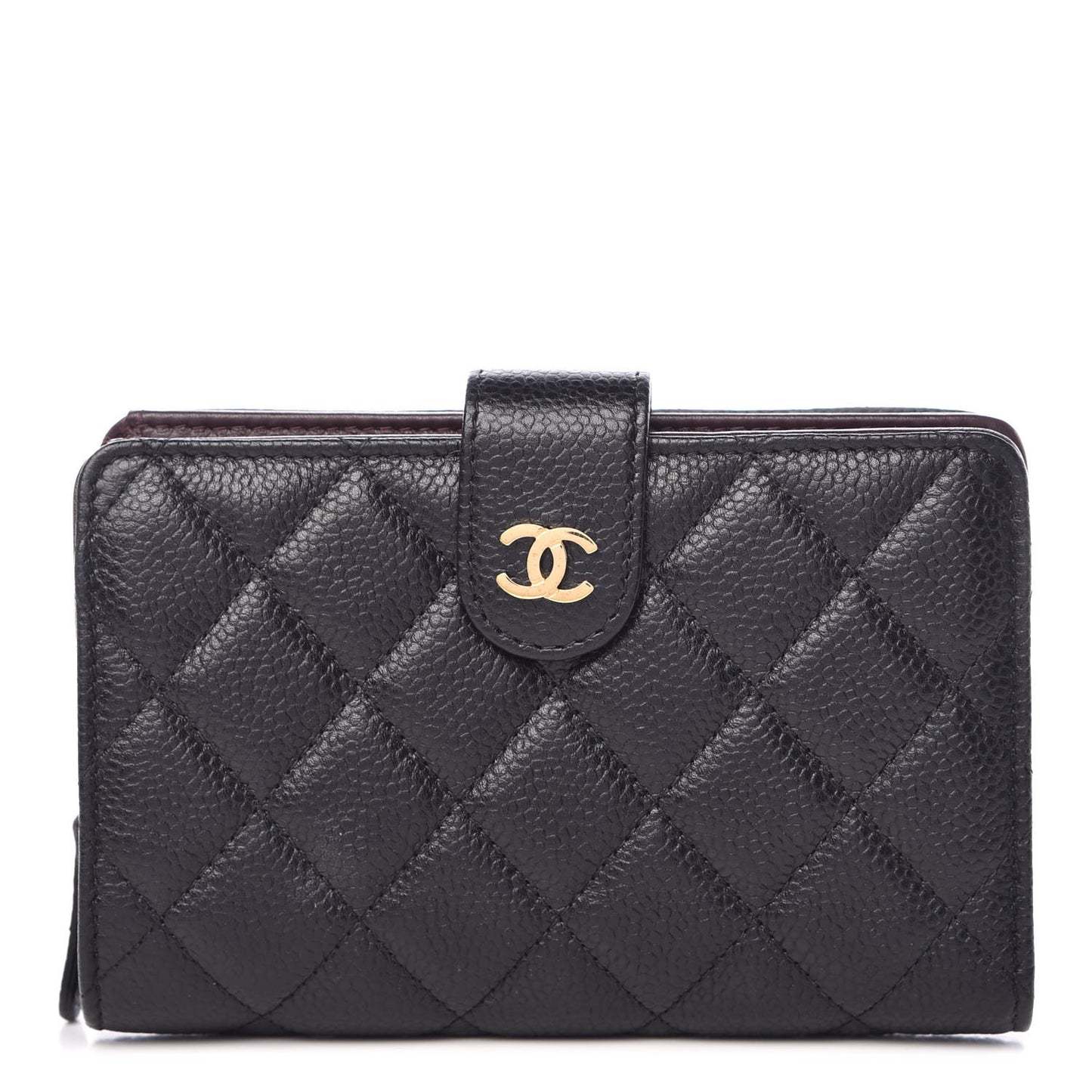 Caviar Quilted Zipped Pocket Wallet Black
