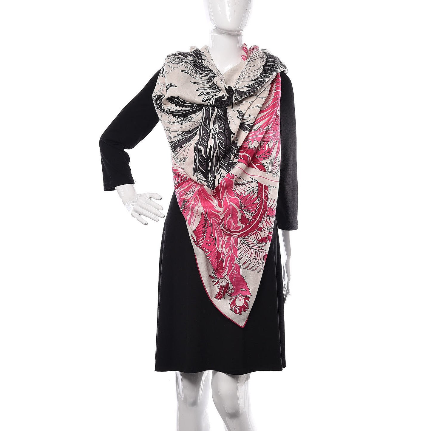 Cashmere Silk Mythiques Phoenix Coloriage Shawl 140 White Rose Black