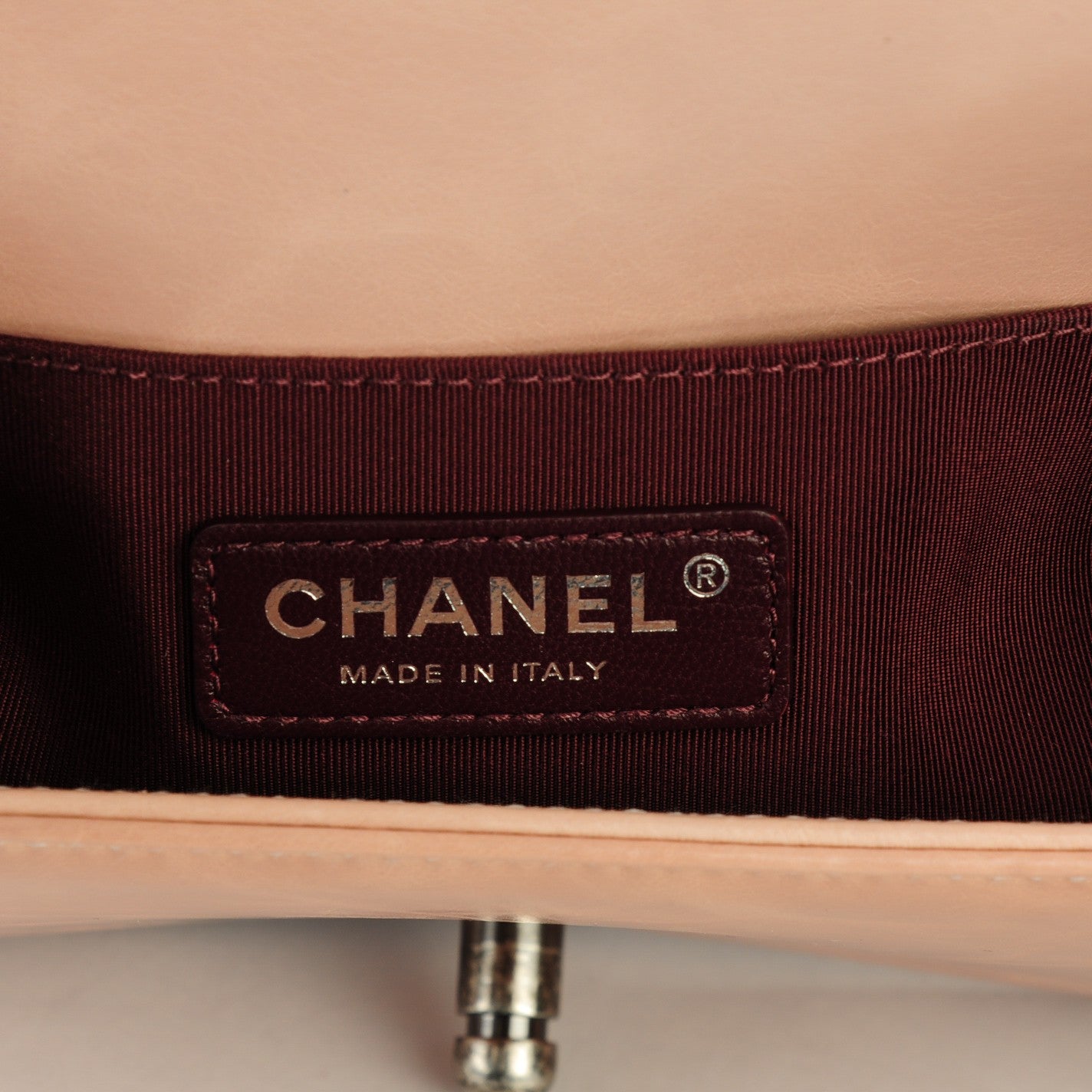 Glazed Calfskin Small Boy Chained Flap Pink