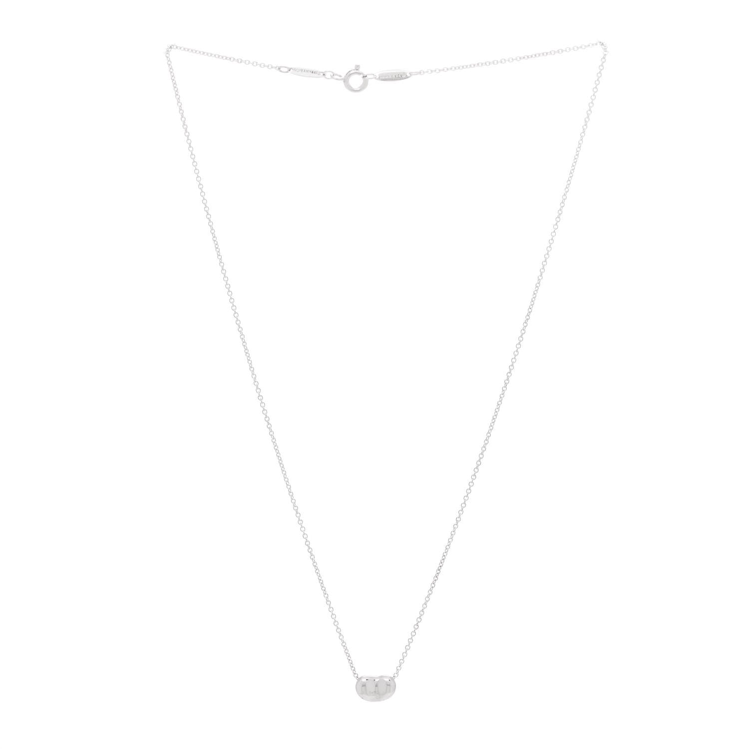 Tiffany Sterling Silver 9mm Elsa Peretti Bean Pendant Necklace 3 of 6