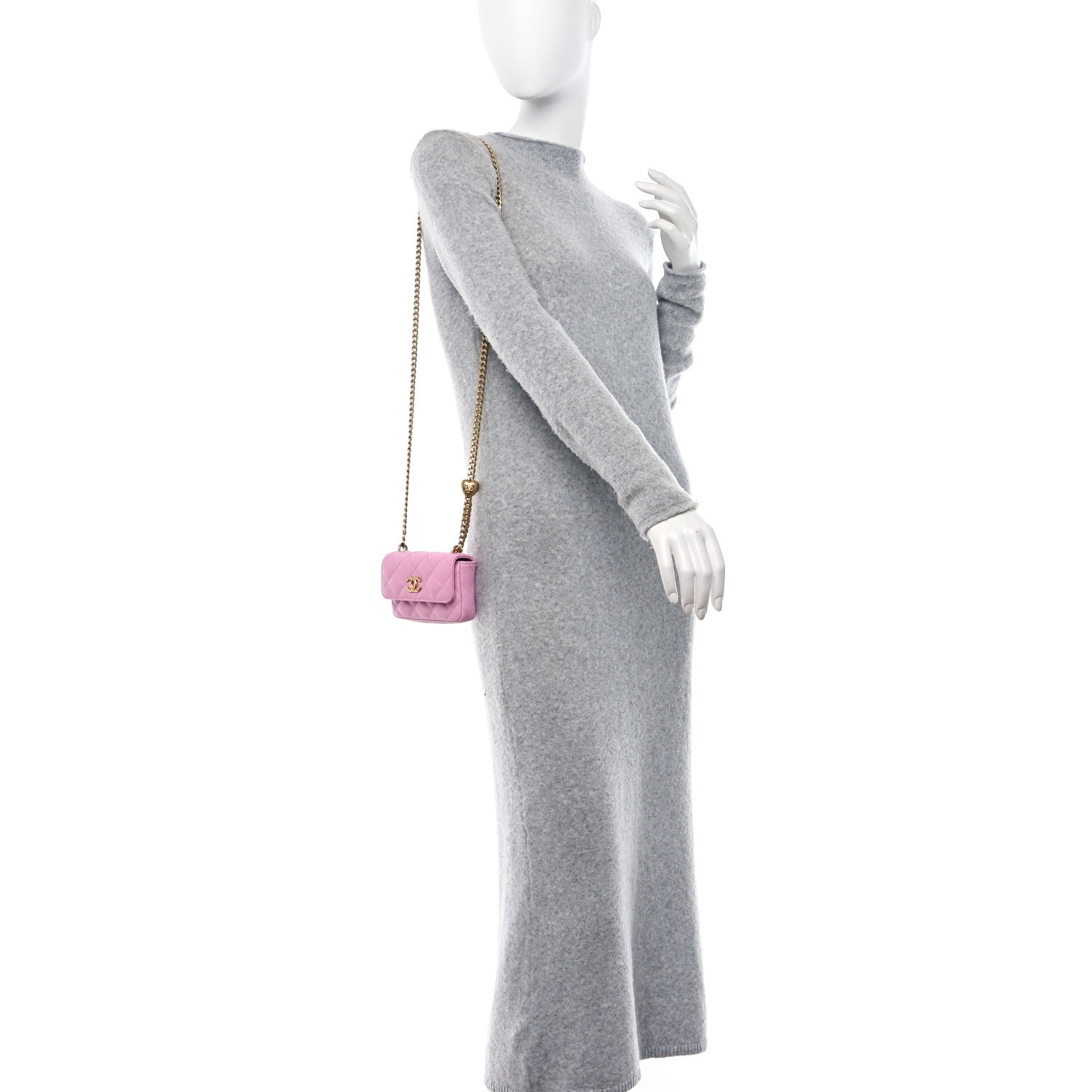 Chanel Caviar Quilted Sweetheart Clutch With Chain Pink 2 of 12