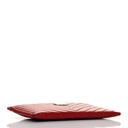 Chanel Caviar Chevron Quilted Card Holder Dark Red 3 of 4