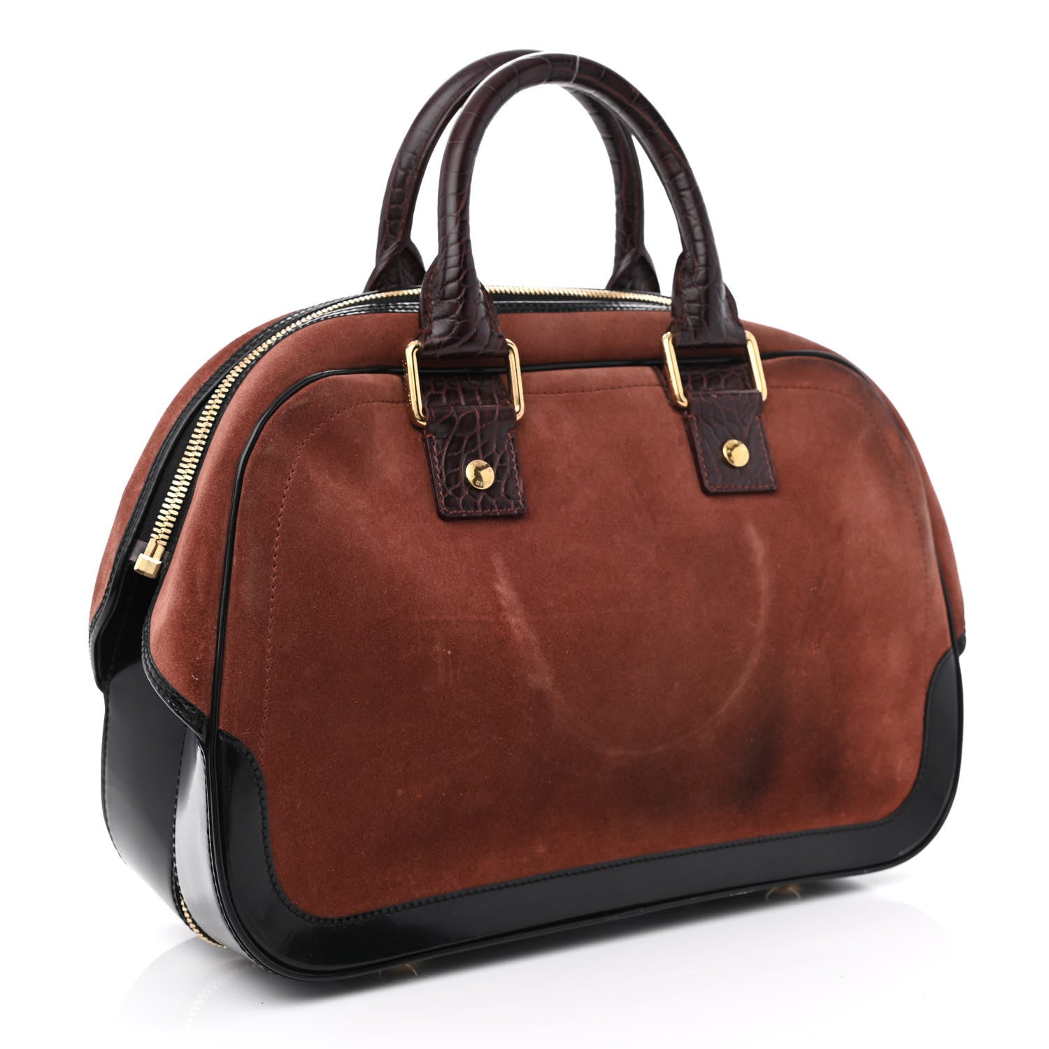 Louis Vuitton Suede Stamped Havane Bowler GM Brun 3 of 13
