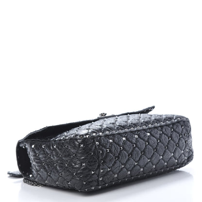 Valentino Garavani Craquele Nappa Large Rockstud Spike Shoulder Bag Black 4 of 9