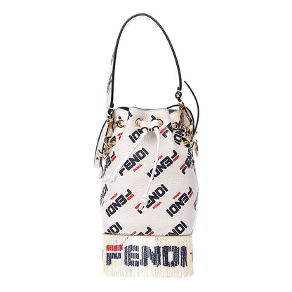Fendi X FILA Calfskin F is Fendi Mania Fringe Mini Mon Tresor Bucket Bag White 1 of 11
