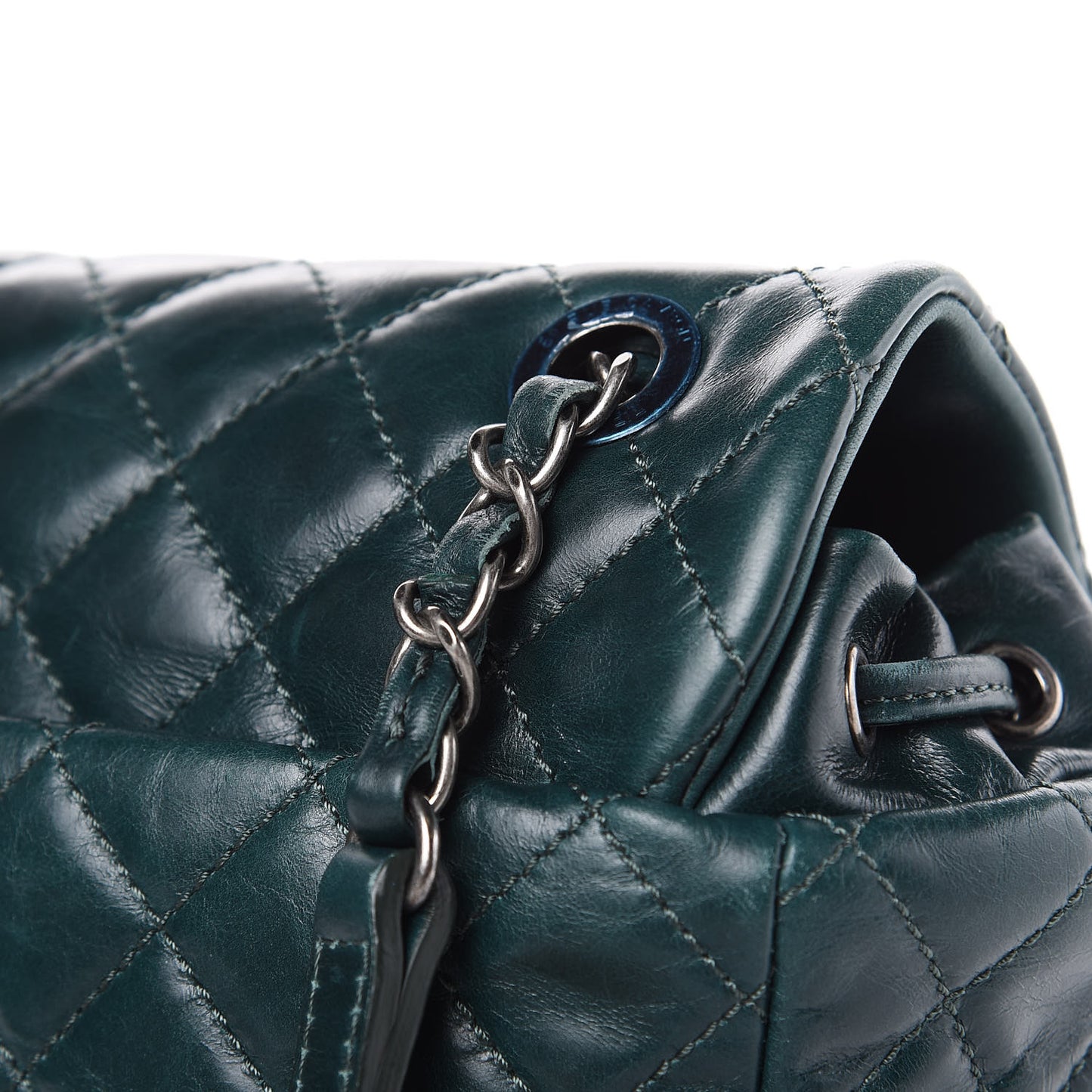 Glazed Calfskin Quilted Small Salzburg Mountain Backpack Dark Green