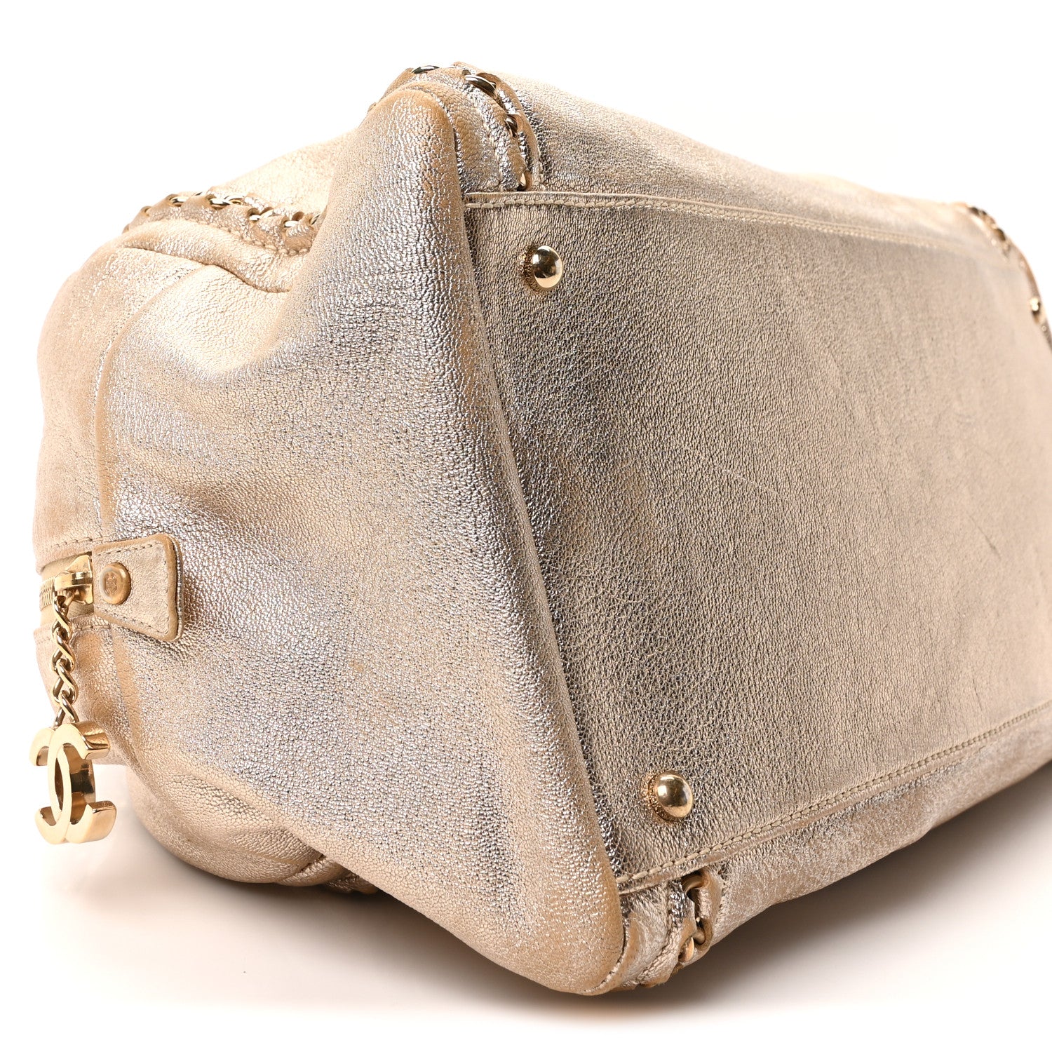 Chanel Metallic Goatskin Extra Large Luxe Ligne Bowler Light Gold 9 of 10